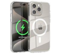 EAZY CASE - pour iPhone 15 Pro Max, Compatible avec la Charge Qi, Coque Hybride en Silicone, résistante aux Chocs et aux Rayures, Transparente avec Protection de l'appareil Photo en Transparent