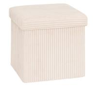 Eazy Living Velours Côtelé Pouf + Boîte de Rangement Calie Blanc