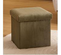 Eazy Living Velours Côtelé Pouf + Boîte de Rangement Calie Vert