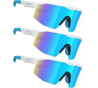 EAZYRUN Petites lunettes de soleil polarisées de baseball pour jeunes femmes hommes, course, cyclisme, sports de plein air, F24 bleu blanc - 3, S