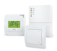 EB71332-2R Kit Thermostat d'ambiance sans Fil | Commande de Chauffage et de lumière avec récepteur, Thermostat et Bouton Radio | Économie d'énergie avec Programme hebdomadaire, Protection Contre Le