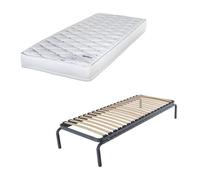 Ebac - Lit Métal Gigogne + Matelas Marly - Blanc Blanc