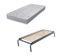 Ebac - Lit Métal Gigogne + Matelas Maryland - Blanc Blanc