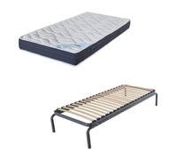 Ebac - Lit Métal Gigogne + Matelas Melior - Blanc Blanc