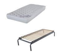 Ebac - Lit Métal Gigogne + Matelas Montana - Blanc Blanc