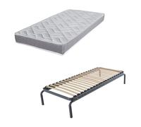 Ebac - Lit Métal Gigogne + Matelas Morgan - Blanc Blanc