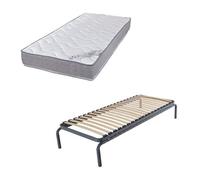 Ebac - Lit Métal Gigogne + Matelas Wave - Blanc Blanc