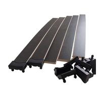 EBAC Literie 5 Lattes Grises + 10 Embouts 680x48x8 mm | Bois 7 Plis | Remplacement pour sommier/bz/clic clac