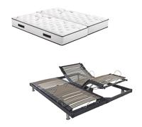 EBAC Literie Ensemble Relaxation S50 + Matelas Latex Louxor - 5 Zones - 2x90x200 - Gris