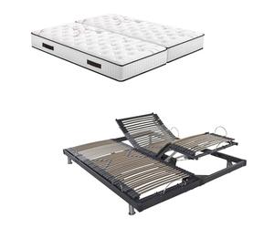 EBAC Literie Ensemble Relaxation S50 + Matelas Mousse Myriade - 5 Zones - 2x80x200 - Gris