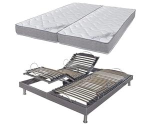 EBAC Literie Lit électrique S62 + Matelas Wave 2x90x200 - Mousse - Soutien Ferme - Made in France