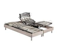 EBAC Literie Lit électrique S73+Lattes Bois - Réglage fermeté lombaires - 2x80x200 - Chêne Clair