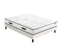 EBAC Literie Matelas Moorea + sommier SR15-140x190 - Mousse - Hauteur 25 cm - Soutien Ferme