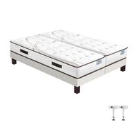 EBAC Literie Matelas Moorea + sommier SR15-2x80x200 - Mousse - Hauteur 25 cm - Soutien Ferme