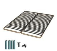 EBAC Literie Sommier à Lattes + Pieds 2x90x200 Theta - 48 Lattes Bois - Fabrication française