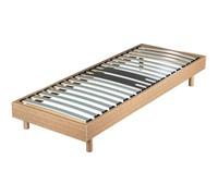 EBAC Literie Sommier déco en Kit + Pieds 90x190 - Decokit 18 Lattes Bois - Chêne Moyen - H. 13 cm