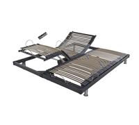 EBAC Literie Sommier électrique Extra Plat S50 + Pieds - 2x80x200 - Lattes Bois - Réglage fermeté Zone lombaires