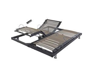 EBAC Literie Sommier électrique Extra Plat S50 + Pieds - 2x80x200 - Lattes Bois - Réglage fermeté Zone lombaires