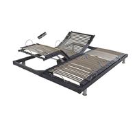 EBAC Literie Sommier électrique S50 -Lattes Bois -Réglage fermeté Zone lombaires -2x80x200 -Gris