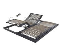 EBAC Literie Sommier électrique S50 -Lattes Bois -Réglage fermeté Zone lombaires -2x90x200 -Gris
