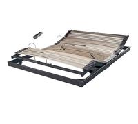 EBAC Literie Sommier électrique S50 Mono-Lattes Bois-Réglage fermeté Zone lombaires-140x190-Gris