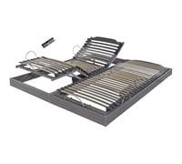 EBAC Literie Sommier électrique S62+Lattes Bois - Réglage fermeté Zone lombaires - 2x80x200 - Gris