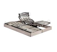 EBAC Literie Sommier électrique S62+Lattes Bois - Réglage fermeté Zone lombaires - 2x80x200 - Gris