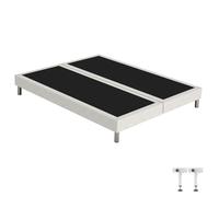 EBAC Literie Sommier tapissier + Pieds SR15 Beige 2x80x200 Lattes Bois Massif - H.15 cm