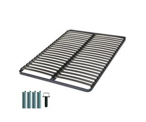 Ebac - Sommier + jeu de pieds 140x190 Artemis 2x21 lattes - Gris Gris