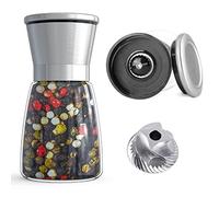 Ebaco Moulin à poivre professionnel - avec mécanisme rotatif en acier au carbone durci d'Allemagne, moulin à poivre rechargeable, verre de 170,1 g, ajustement de la grossière (1 pièce-argent-304)