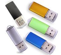 Ebamaz Clé USB 2.0 en métal avec indicateur LED Lot de 5 couleurs (128 Mo, pas GB, plus petit que 1 Go Blank)