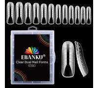 EBANKU 120 pièces Cercueil Forme Nail Moule Système Clear Mould Acrylique Nail Dual System Forms UV Gel Extension d'ongle Conseils Nail Art Manucure Outils pour Poly Gel Quick Building