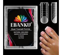 EBANKU 120PCS Kit pour Orteils, Longue Carré Capsules Popits Ongle Pédicure d'extension Kit Matte Faux Ongles Capsules Couverture Complète Nail Tips pour Femme Fille