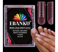 EBANKU 120PCS Poppit Ongle Kit, Réutilisable Capsule Americaine Ongle Gel Nail d'extension Kit Rose Longue Carré Faux Ongles Couverture Complète, PMMA Gel Pose Manucure pour Femme Fille