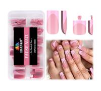 EBANKU 120PCS Rose French Press on Nail Faux Ongles D'orteil Set, Medium Square Couverture Complète Capsule Ongle Faux Nails Pied pour Femmes Filles Nail Art, 15 Tailles