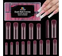 EBANKU 140PCS Poppit Ongle Kit, Réutilisable Capsule Americaine Ongle Gel Nail d'extension Kit Rose Longue Carré Faux Ongles Couverture Complète, PMMA Gel Pose Manucure pour Femme Fille