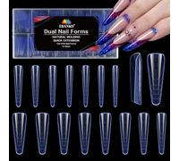 EBANKU 150PCS Poppit Ongle Kit, Réutilisable Capsule Americaine Ongle Gel Nail d'extension Kit Bleu Matte Longue Stiletto Faux Ongles Couverture Complète, PMMA Gel Pose Manucure pour Femme Fille