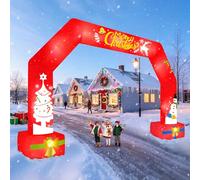 EBANKU 20Ft Noël Arche Gonflable, Arche Gonflable géante avec Bonhomme de Neige et Canne à Sucre, décorations d'extérieur à LED pour Jardin, pelouse (20FT)