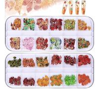 EBANKU 24 Grilles Feuille d'Érable Paillettes à Ongles Nail Art Feuilles d'Automne d'Ongles d'Érable De Feuille d'Érable Autocollant D'Onglepour Ongles Décor