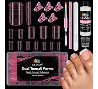 EBANKU 240PCS Poppit Ongle Kit pour Orteils 75ml Slip Solution, Rose Carré Capsules Popits Ongle Pédicure d'extension Kit Matte Faux Ongles Capsules avec Clips Ongle Polygel Brosse Limes à Ongles