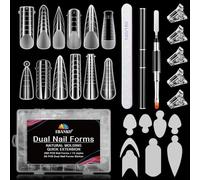 EBANKU 288 PCS Faux Ongles Capsule Ongles Acrylique, Matte Faux Ongles Capsules Couverture Complète avec 96 PCS French Autocollants Pour Ongles Clips Ongle Polygel Brosse Limes à Ongles(12 Modèles)