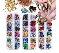 EBANKU 3 Boîtes Paillette à Ongles Feuille Holographique Flocons Mixte Feuille Nail Foil Or Argent Paillettes Nail Art Paillette à Ongles pour Fête Festival Ongles Décoration Design Art