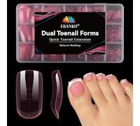 EBANKU 300PCS Poppit Ongle Kit pour Orteils, Longue Carré Capsules Popits Ongle Pédicure d'extension Kit Rose Matte Faux Ongles Capsules Couverture Complète Nail Tips pour Femme Fille