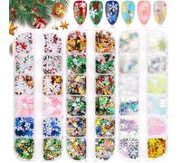 EBANKU 36 Boîtes Noël Paillettes à Ongles Holographiques, Flocon de Neige Étoile Arbre Mixte Paillettes Ongles DIY Nail Art Décorations Accessoires