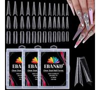 EBANKU 360 Pièces Faux Ongles Acrylique Transparent,Nail d'extension Kit Double Couverture Complète pour UV Gel extension Artificiel Capsules Ongles Pointues Nail Tips pour Femmes Filles