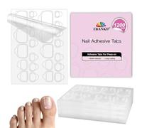 EBANKU 50 Feuilles /1200 PCS Autocollants à Ongles Double Face, Gel Pads d'Ongle, Onglets Adhésifs imperméables, Transparents Nail Glue Jelly Gel Adhésif Flexible pour Faux Ongles,12 Tailles