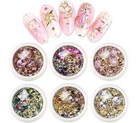 EBANKU 6 boîtes Kit strass nail art , 3D Strass à Ongles Art DIY pour fournitures de décorations d'ongle