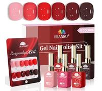 EBANKU 6 Couleurs 15ML Vernis Gel Semi Permanent, Même Couleur même Flacon Gel UV Semi Permanent Soak Off UV/LED Vernis à Ongles Pour Salon De Manucure DIY Home(Rouge Bordeaux Rose Nude)