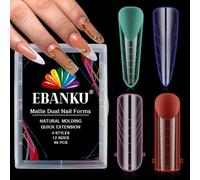 EBANKU 96PCS Poppit Ongle Kit, Réutilisable Mat Stiletto Amande Capsule Americaine Ongle Gel Nail d'extension Kit Multicolore Faux Ongles Couverture Complète, PMMA Gel Pose Manucure pour Femme Fille