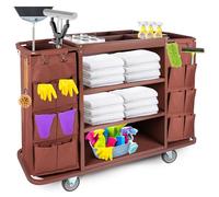 EBANKU Chariot d'hôtel Multifonctionnel, Chariot de ménage Professionnel ménage avec Sac Grande capacité et roulettes